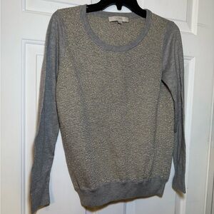 Loft Gold & Gray Glitttery Crew Neck Sweater Medium Classic Festive